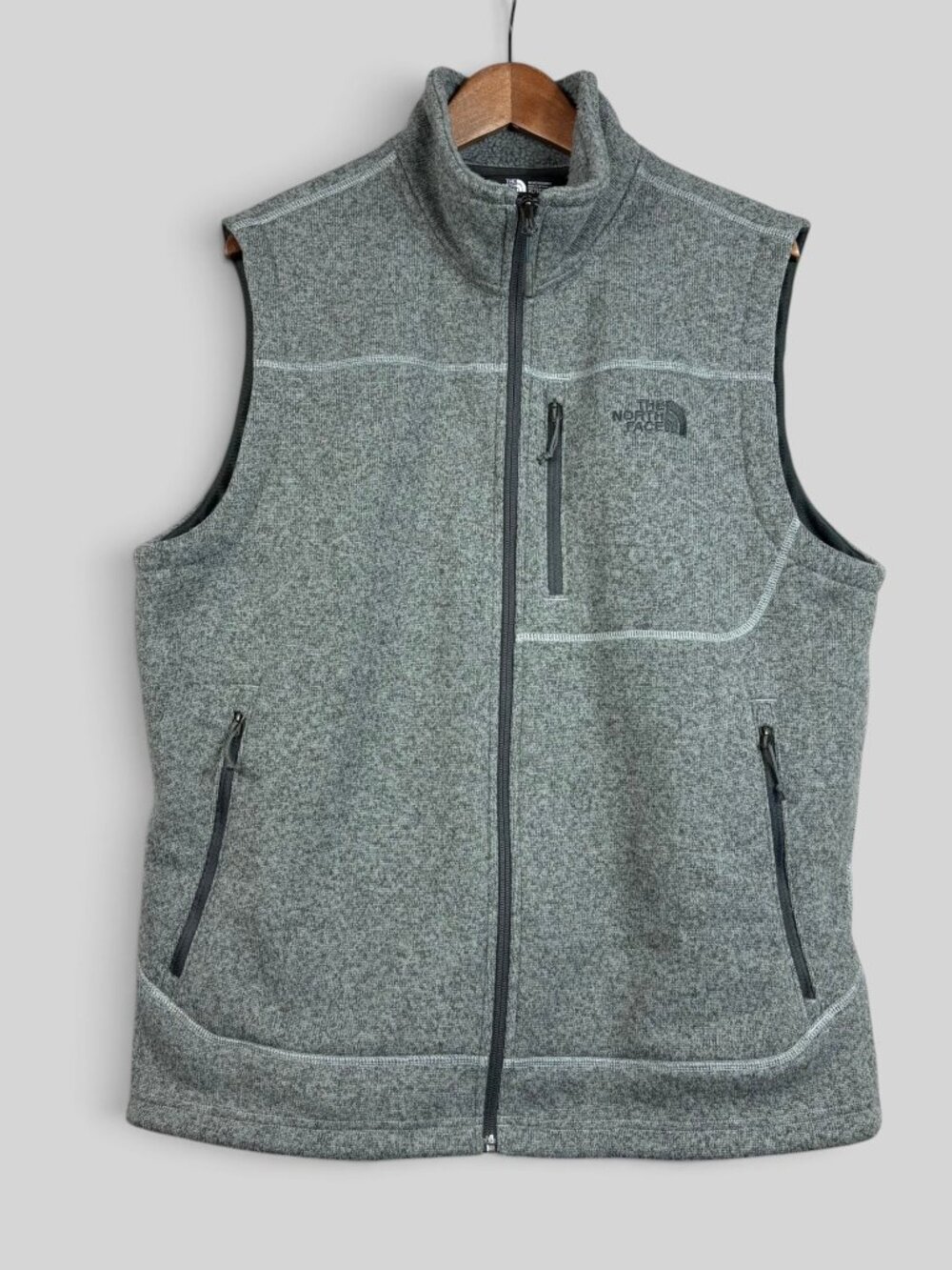 The North Face Gordon Lyons Men's XL Gray Full Zip Fleece Vest